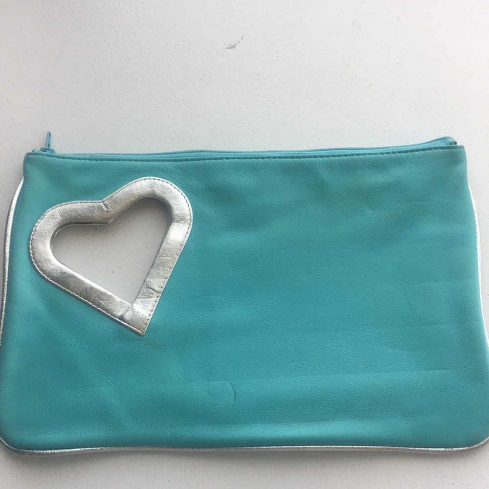 Leslie Newton turquoise & silver heart clutch